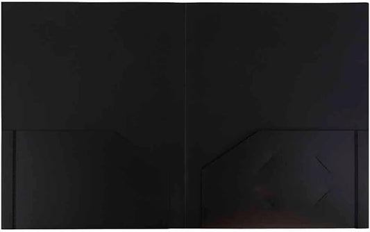 JAM PAPER Heavy Duty Plastic 2 Pocket Extra Tough School Folders - Black - Bulk 48/Pack