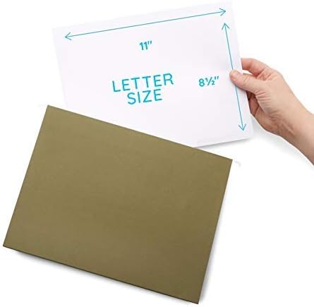 Blue Summit Supplies Hanging File Folders Extra Capacity 1 inch, Hanging File Folders 1 inch Expansion, Designed for Bulky Files and Charts, Letter Size, Standard Green, 25 Pack