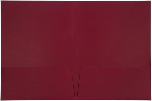 JAM PAPER Two Pocket Textured Linen Presentation Folders - Letter Size Business Folder - Burgundy - Bulk 100/Box