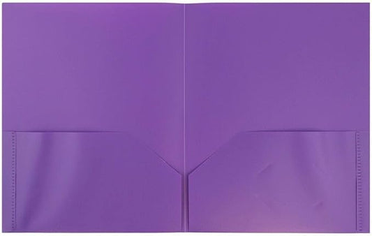 JAM PAPER Plastic 2 Pocket POP Folders - Durable School Folders - Assorted Fashion Colors - Bulk 144 Folders/Box (24 Assorted Packs of 6)