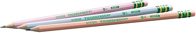 Ticonderoga Wood-Cased Pencils, Pre-Sharpened, 2 HB Soft, Pastel Colors, 18 Count