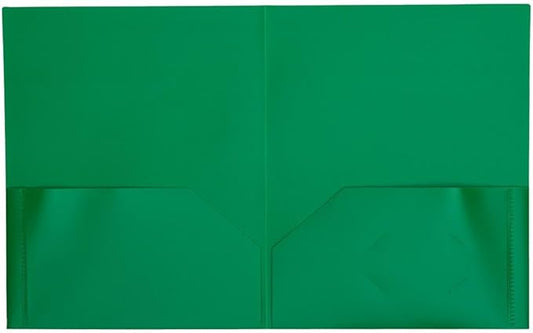 JAM PAPER Plastic 2 Pocket POP Folders - Durable School Folders - Green - Bulk 144/Box