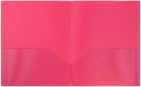 JAM PAPER Plastic 2 Pocket POP Folders - Durable School Folders - Fuchsia Hot Pink - Bulk 144/Box