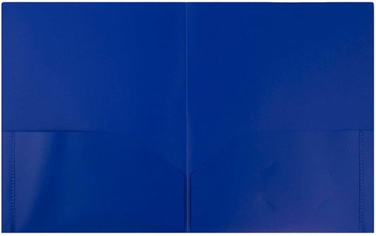 JAM PAPER Plastic 2 Pocket POP Folders - Durable School Folders - Blue - Bulk 144/Box