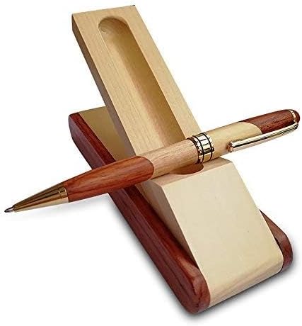 Luxury Wooden Ballpoint Pen Gift Set with Business Pen Case Display, Nice Writing Pen with Box and Gel Ink Refills Fancy Business Wood Pens Stand for Men Women Designer Cool Executive Pen