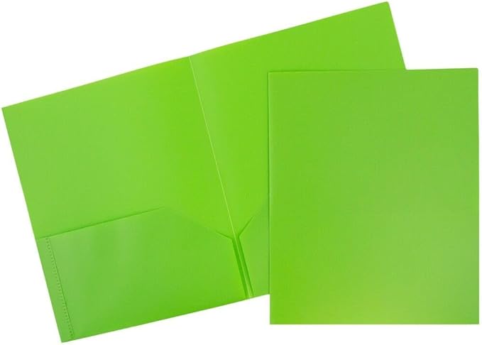 JAM PAPER Plastic 2 Pocket POP Folders - Durable School Folders - Assorted Primary Colors - Bulk 48 Folders/Box (8 Assorted Packs of 6)