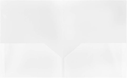 JAM PAPER Plastic 2 Pocket POP Folders - Durable School Folders - Clear - 6/Pack