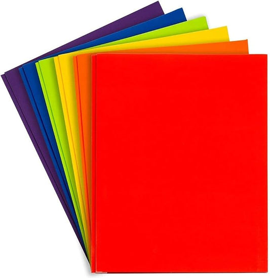 JAM Paper Laminated Two Pocket Glossy Folders with Metal Prongs Fastener Clasps - Assorted Primary Colors - 6/Pack