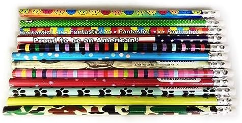 SKKSTATIONERY Assorted Colorful Pencils, Wooden Pencil with Eraser, Pencil Assortment, Novelty Kids Pencils,Awards & Incentives, No.2 HB, Back to school, 12 Assorted Colors 144/box.