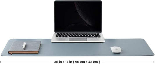 HOMIEAZICOZI Leather Desk Mat - Non-Slip PU Pad for Office and Home Organization Accessories Ideal Large Mouse Mats on Top of Desks (Light Blue,36''x 17'') (DPD-LB-L)