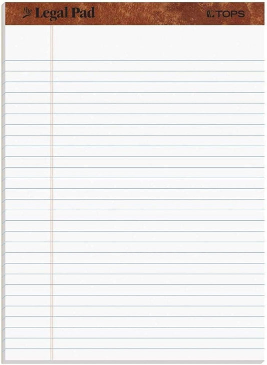 Tops 8.5x11 Legal Pads,3 Pack, The Legal Pad Brand, Wide Ruled, White Paper, 50 Sheets per Writing Pad, Made in the USA