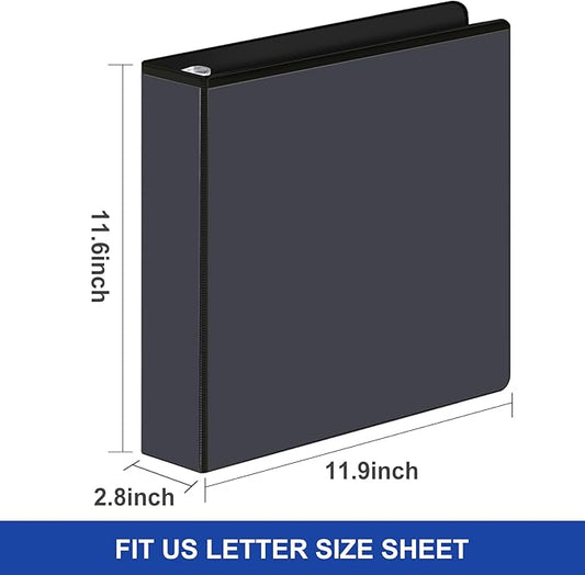 Comix Sturdy 2 Inch D-Ring Binders, 2'' 3 Ring Binder with Clear View Cover, Holds 500 Sheets of 8.5" x 11" Paper, 6 Pack (Black)