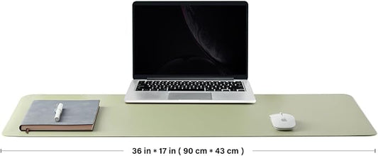 HOMIEAZICOZI Leather Desk Mat - Non-Slip PU Pad for Office and Home Organization Accessories Ideal Large Mouse Mats on Top of Desks (Light Green,36''x 17'') (DPD-LG-L)