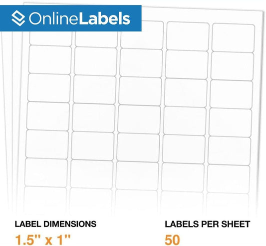 1.5 x 1 Rectangle Barcode Labels - Pack of 5,000 Labels, 100 Sheets - Inkjet/Laser Printer - Online Labels