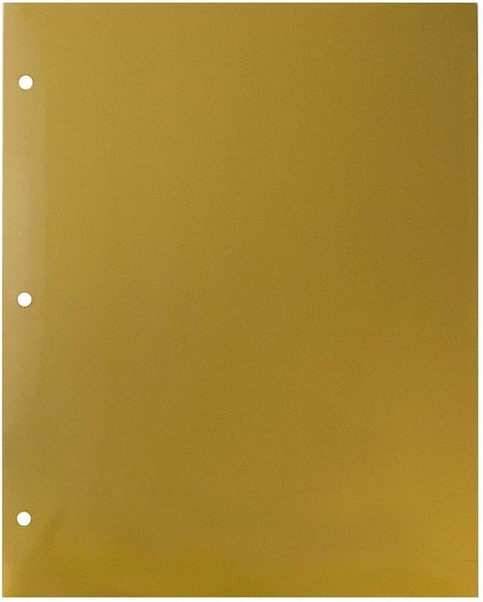 JAM PAPER Laminated Two Pocket Glossy 3 Hole Punch School Folders - Gold - 3/Pack