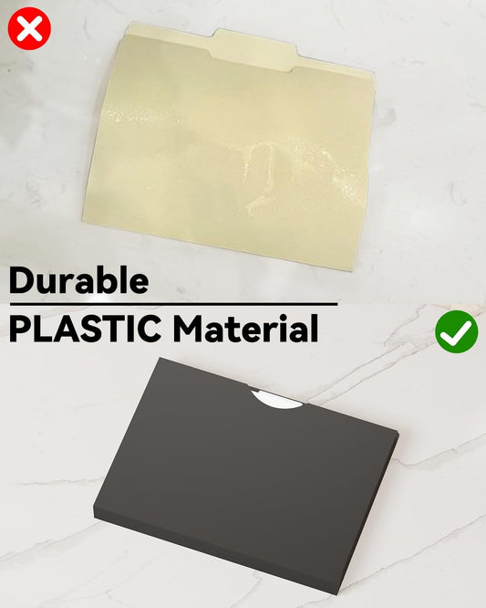 ANSOOK 1 Inch Plastic File Jackets, Manila File Folders Letter Size, Heavy Duty Expanding File Folders, Expansion Pocket, Reinforced Straight Cut Tab, 12 Pack, Black Folders for Office School Home