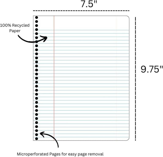 Decomposition 3-Pack Floral College Ruled Spiral Notebook - 9.75 x 7.5 Journal, 160 Lined Pages - 100% Recycled Paper - Notebooks for School Supplies, Home & Office - Made in USA
