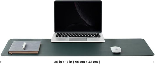 HOMIEAZICOZI Leather Desk Mat - Non-Slip PU Pad for Office and Home Organization Accessories Ideal Large Mouse Mats on Top of Desks (Dark Green,36''x 17'') (DPD-DG-L)