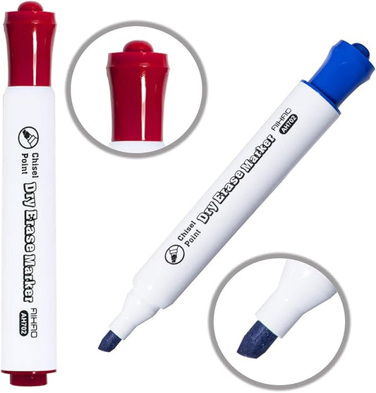 AIHAO Dry Erase Markers, Assorted Colors, Chisel Tip, Pack of 12, Whiteboard Marker for School, Office, Home