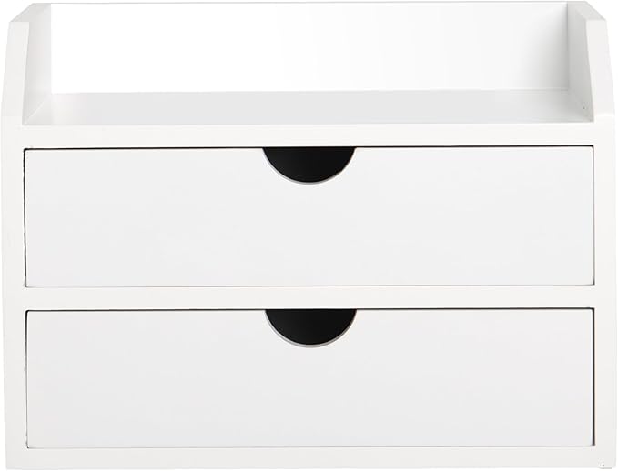 ZGZD Wooden Organizer Mini Desk Drawer Tabletop Office Supplies Desk Accessories for Office or Home (2 Drawers)