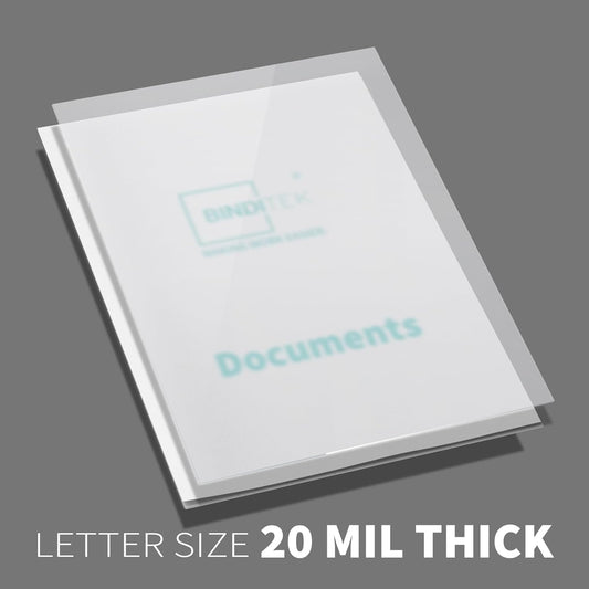 Binditek 50 Pack 20 Mil Frosted Polycover, Semi-Transparent Binding Covers, 8-1/2 x 11 Inches, Lightly Textured Sand Finish, Square Corners, Unpunched