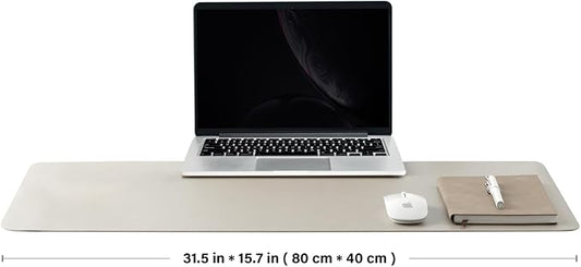 HOMIEAZICOZI Leather Desk Mat - Non-Slip PU Pad for Office and Home Organization Accessories Ideal Large Mouse Mats on Top of Desks (Light Gray,31.5''x 15.7'') (DPD-LGr-M)