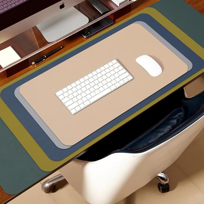 HOMIEAZICOZI Leather Desk Mat - Non-Slip PU Desk Pad for Office and Home - Desk Organization and Accessories - Ideal for Large Mouse Pad and Desk Mats on Top of Desks (White,36''x 17'') (DPD-W-L)