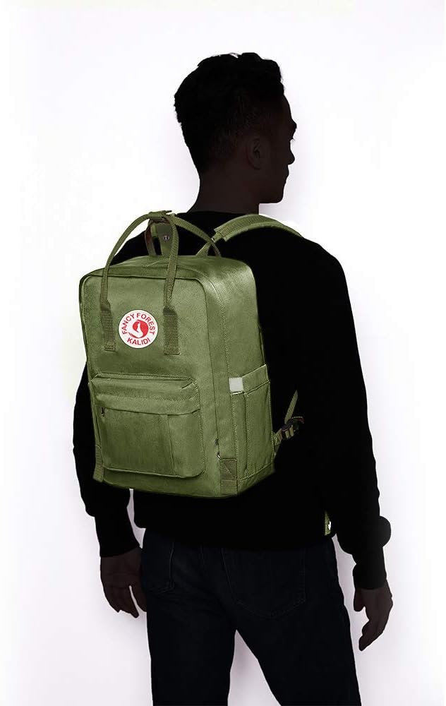 KALIDI Casual Laptop Backpack 15 Inches Classic Camping Rucksack Travel Outdoor Square Daypack College Hiking Gym Bag, Army Green