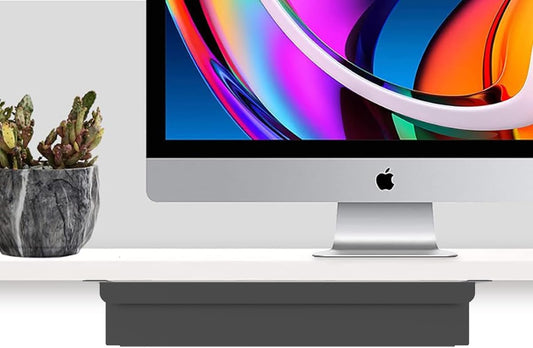 Under Desk Mounted Sliding Pull-Out Drawer for Office Desk W 19.2" x D 13.4" Storage Organizer for Sit Stand Workstation, Metal, Black (Large)