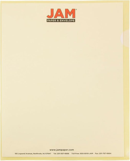 JAM PAPER Plastic Sleeves - Letter Size - 9 x 11 1/2 - Yellow Project Pockets - 120 Bulk Page Protectors/Pack