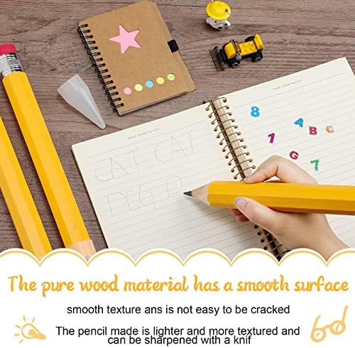 Leinuosen 12 Pcs Wooden Jumbo Pencils for Prop Gift Decor 14 Inch Giant Big Large Funny Novelty Comically Yellow Pencil with Eraser for School Office Party Favors