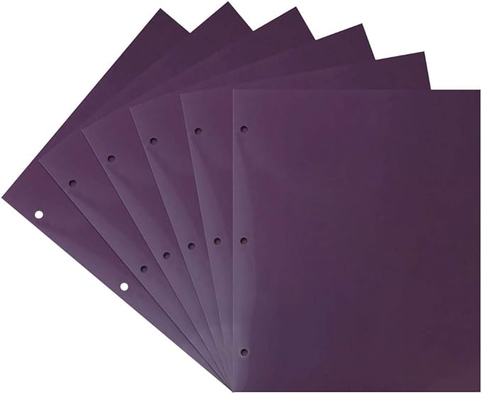 JAM PAPER Laminated Two Pocket Glossy 3 Hole Punch School Folders - Letter Size - High Gloss Purple - 6/Pack