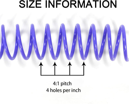 Rayson 5/8" Plastic Coil Binding Spines, 15.9mm Multicolored Spiral Binding Coil 140 Sheet Capacity, 4:1 Pitch - 100/Box for Business and Educational Purposes