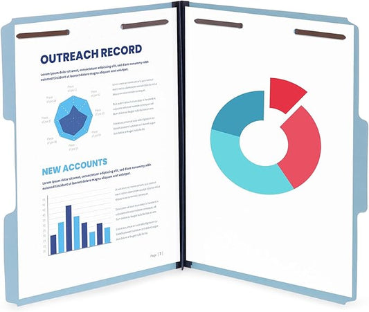 Blue Summit Pressboard File Folders, 1 Inch Expansion Pressboard Folders Letter Size, Light Blue – 25 Pack