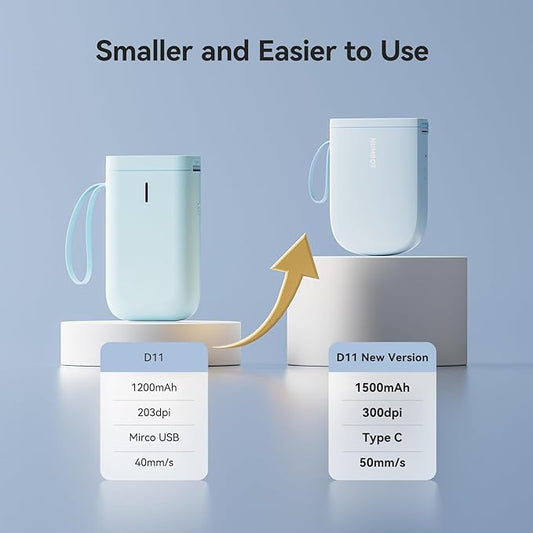 NIIMBOT D11 New Version Label Maker Machine with Tape,300DPI Bluetooth Label Printer, Portable Thermal Printer,Sticker Maker for Organizing Home Office School,Blue