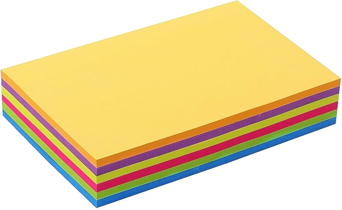 Sticky Notes 4x6, 6 Color Bright Colorful Sticky Pad, 6 Pads/Pack, 45 Sheets/Pad, Self-Sticky Note Pads