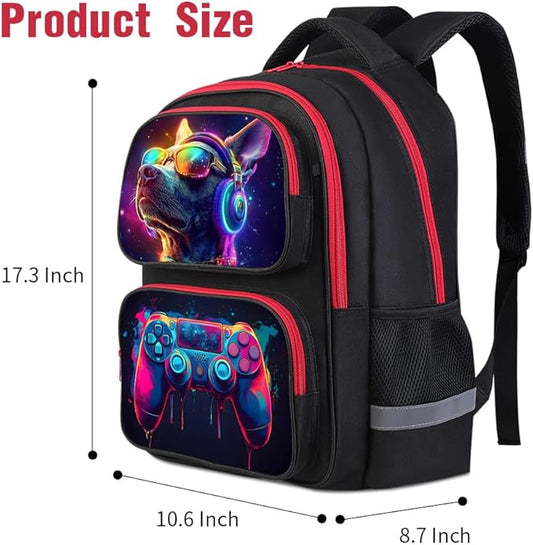 Kids Backpack for School - 17 Inch 3D Reflective Cartoon Bookbag with Dual Zippers, Ergonomic Design for Boys & Girls Ages 6-18 | Durable 600D Polyester Children's Backpack