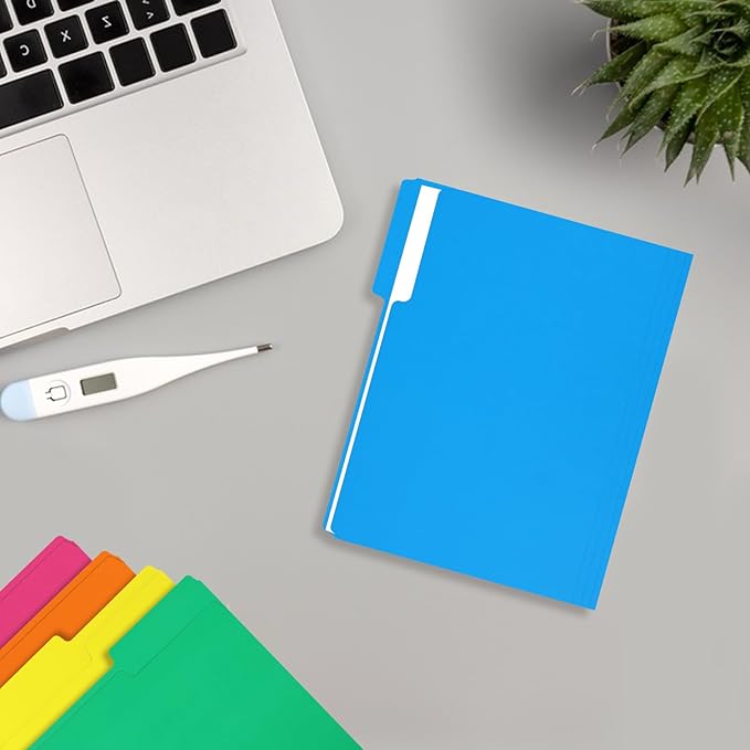 File Folder, RAZCC 150 Pack 1/3 Cut Tab Colored File Folders, File Folder Letter Size for Office Classroom Use, Assorted 5 Colors Folders with Tabs