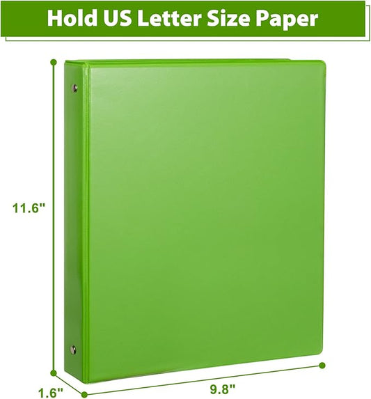 1-Inch 3 Ring Binder, Standard Round Ring Binder Fit Letter Size Paper, Presentation View Binders, 6-Pack, Green