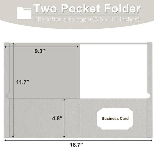 60 Pack 2 Pocket Folders, Letter Size, Grey