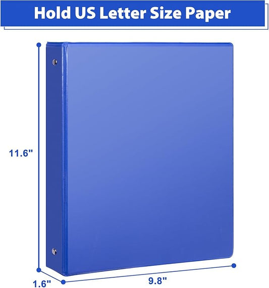 1-Inch Binder, Standard 3 Ring Binder Fit Letter Size Paper, Presentation View Binders, 6 Packs, Assorted