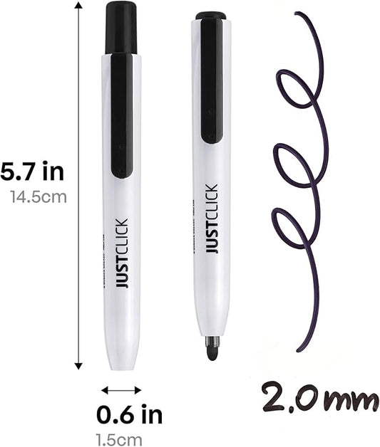 carrotez Retractable Dry Erase Markers, Click Dry Erase Whiteboard Markers, Bullet Tip, Thin Barrel, 12 Count, Black