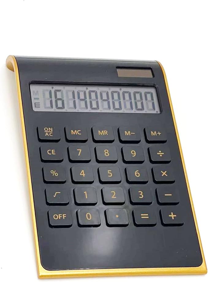 Solar Gold Standard Function Desktop LCD 10-Digit Calculator for Office, Home (Black)