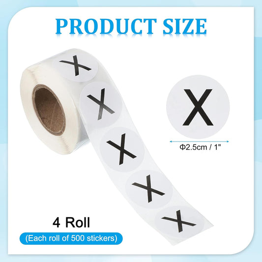 PATIKIL 1" Letter X Stickers, 4 Rolls Self-Adhesive Alphabet Round Circle Dots Labels for Organization Storage Inventory Boxes Scrapbook Craft 2000 Pcs Total
