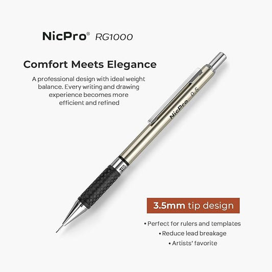 Nicpro 0.5 mm Mechanical Pencil Set, 3PCS HD1000 Art Mechanical Pencils 0.5 With 6 Tube HB Lead Refills, Eraser, Weatherproof Barrel Lead Pencil for Outdoor Writing Drafting Drawing Sketching