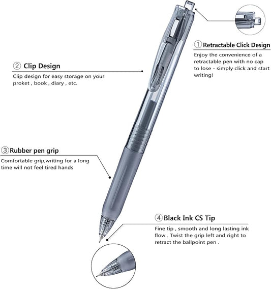 Aozora Black Gel Pens Fine Point Smooth Writing Pens 100 Pack Retractable Black Ink Pens 0.5mm Quick Dry Office School Supplies (Black-100pack)