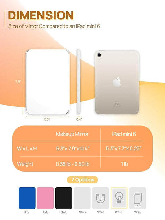 OMIRO Magnetic Locker Mirror for School, 8 x 5 inches Desk Makeup Mirror with Foldable Stand and Hanging Hole for Shaving, Strong Magnets for Secure Attachment