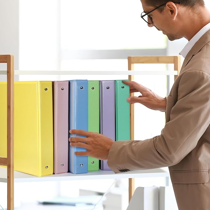 COMIX Standard 3 Ring Binder 1 inch with Clear View Cover, 1" Round Ring View Binder Holds 200 Sheets of US Letter Size Paper for School Office Supplies, 6 Pack (Pale Purple)