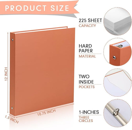 Ctosree 10 Pack Colored 3 Ring Binder with 2 Pockets Hardcover Loose Leaf Binder for Women Men Teacher Student School Office Home Supplies, Fits 11 x 8.5 Size Paper, 10 Colors(1",Bright Color)