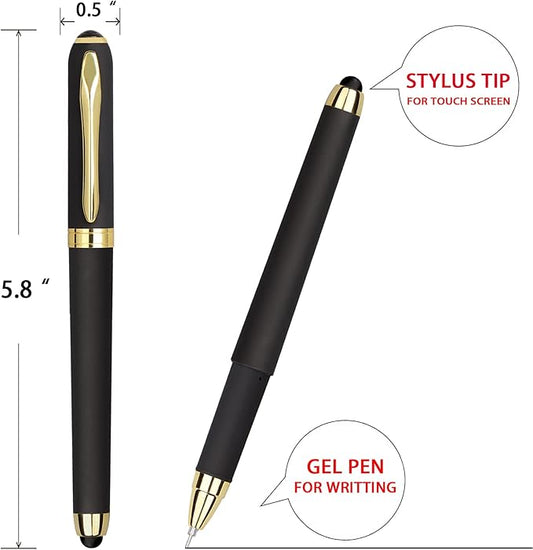 Gel Ink Rollerball Stylus Pen - 18 Pack,0.38mm Gel Pen Extra Fine Point,2 in 1 Capacitive Stylus Pen,Black Ink,Writing Smoothly for Office,Business,Gift,Metal Gold Clip,Kaka Rabbit